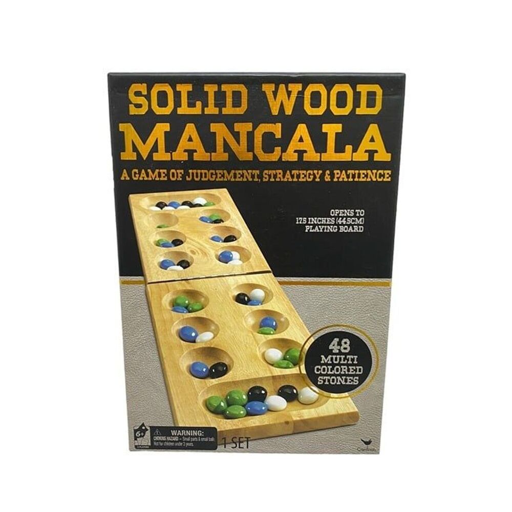 Mancala Board Game Solid Wood Folding with Box Complete by Cardinal Games